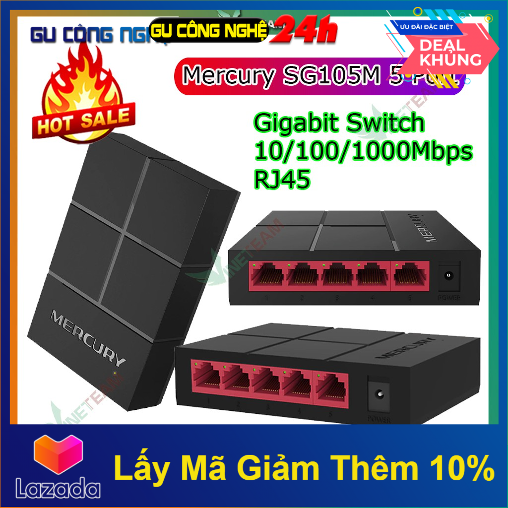Bộ chia cổng mạng 5 / 8 cổng lan switch gigabit mercury sg105m 10 / 100 / 1000mbps rj45