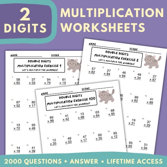 Double Digits Multiplication Worksheets With Answer Printable Soft Copy Pdf 100 Pages Lazada 3294