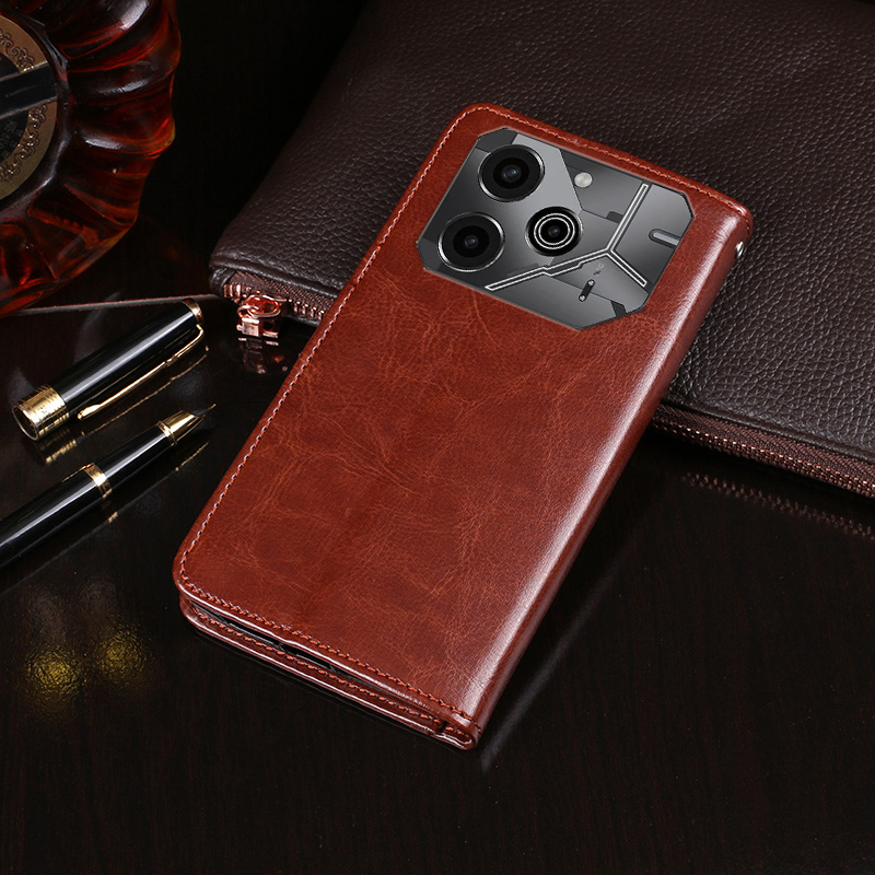 Flip Phone case For Tecno Pova 6 NEO Leather Classic Vintage Kickstand Cowhide Cover For Tecno Pova 6NEO Flip Case Wallet Holder Casing (Tecno Pova 6 NEO).