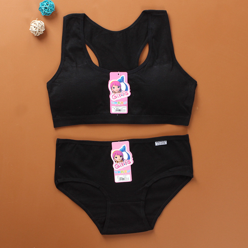 HOT%20Pantie%20Bra%20Set%20Girls%20Underwear%20Vest%20Teens%20Suit%20Cotton%20Vest%20Double%20Layer%20Hipster%20Puberty%20Little%20-%20Image%204
