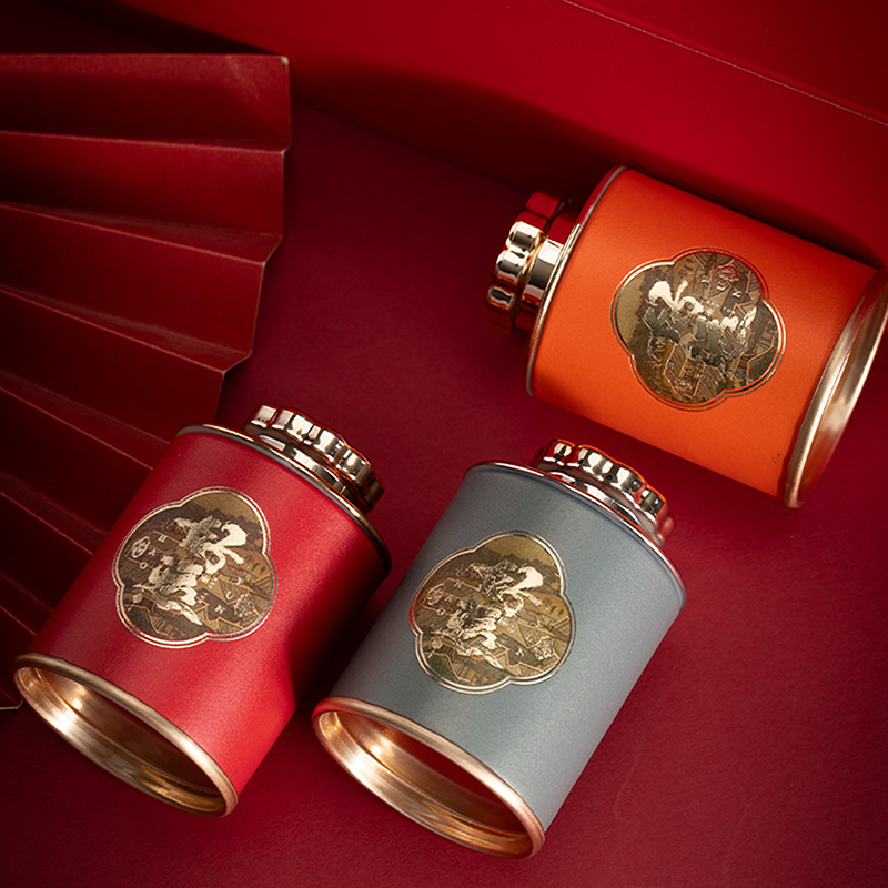 【sought-after】 NEW Dragon Mini Empty Tea Tin Can Household Green Black Tea Sealed Jar Portable Travel Small Tea Packaging Box Paper Storage Can.