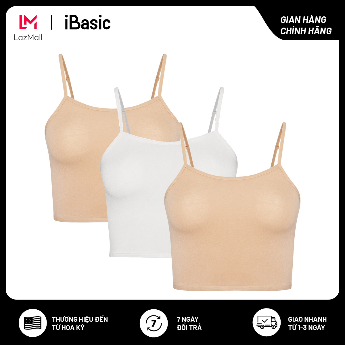 Combo 3 áo lót iBasic cami ngắn VA111