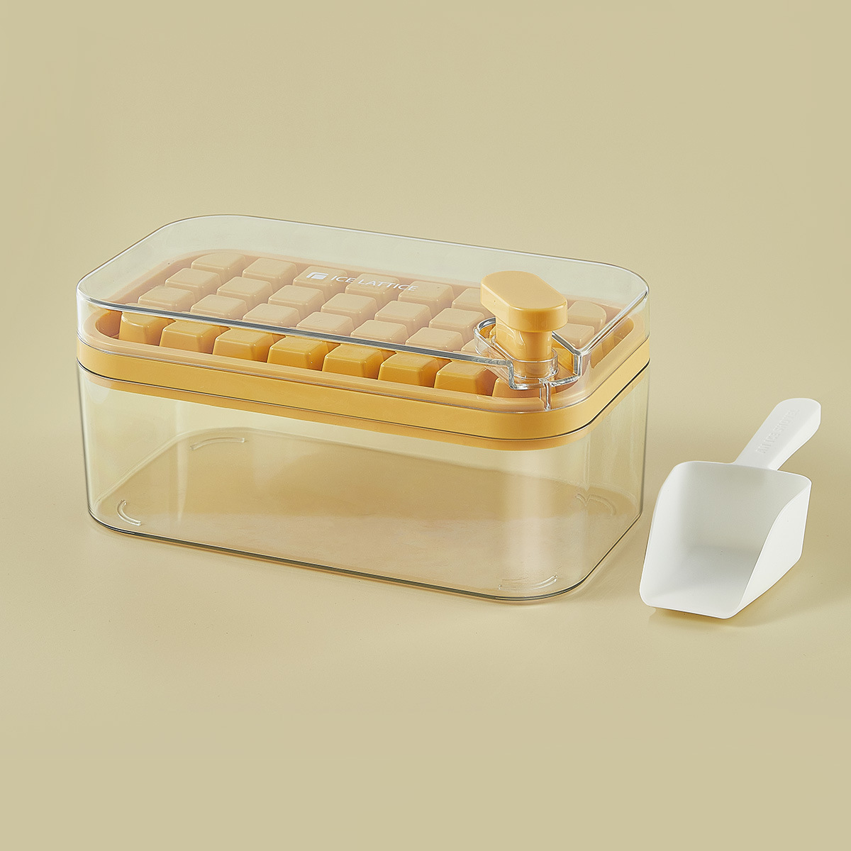 Ice Cube Silicone Press Ice Box Single và Double Layer Square Ice Cube Khuôn di động Công suất lớn Ice Cube Ice lưu trữ hộp với nắp đậy