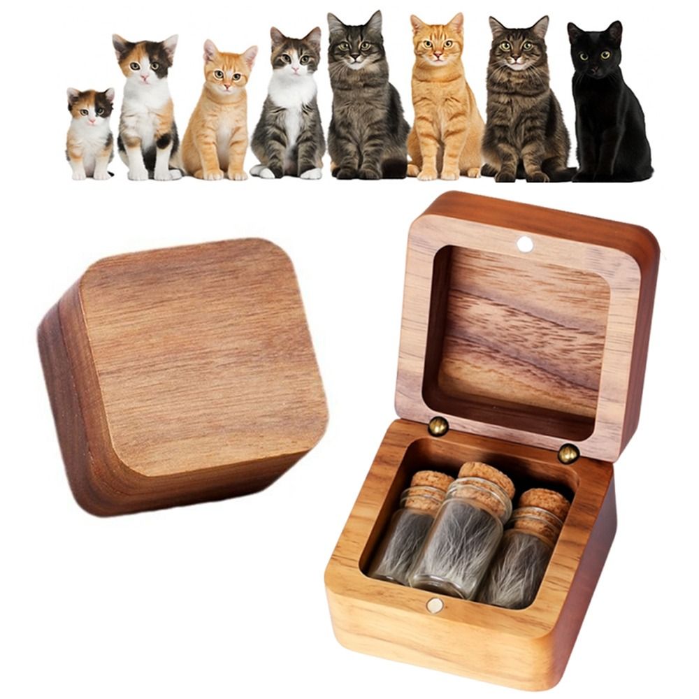 Remembrance Box Wooden Pet Hair Keepsake Box Cartoon Sentimental Baby ...