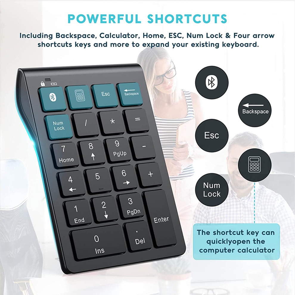 22 keys Bluetooth Numeric Keyboard Rechargeable Wireless Number Pad for iPad Laptop Accouting Digital Number Keypad