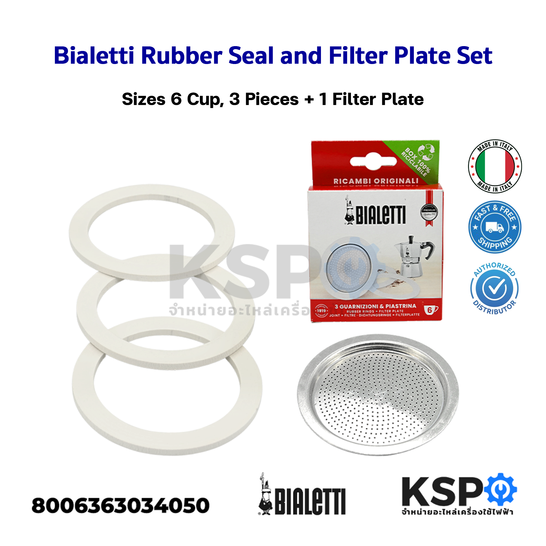 Bialetti Rubber Seal and Filter Plate Set, Sizes 1 / 2 / 34 / 6 / 12