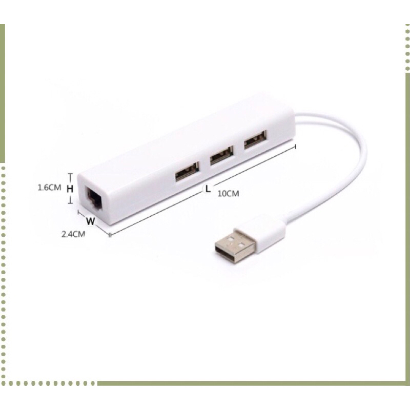 Cáp Chuyển Usb Sang Lan Kèm 3 Cổng Usb 2.0