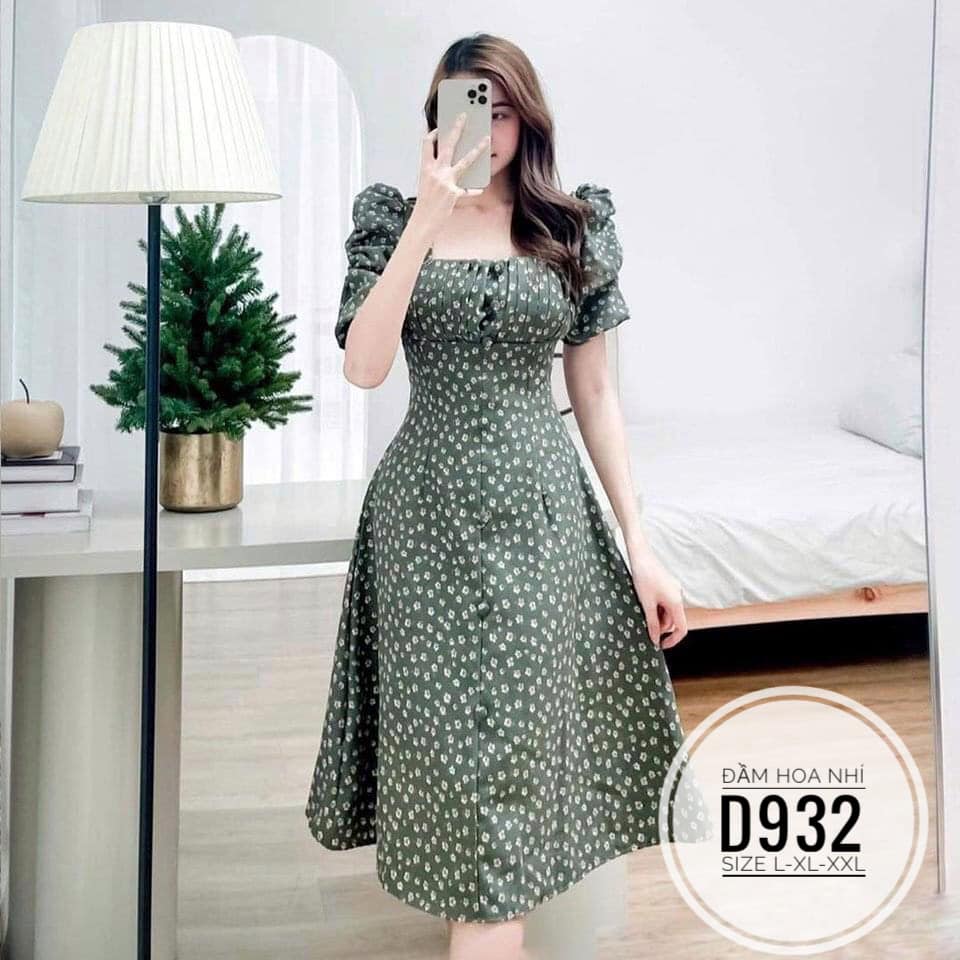 ĐẦM BIGSIZE DÁNG SUÔNG HOA XẾP LY TRƯỚC NGỰC (60-90KG)