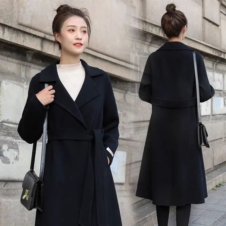 Khí chất Áo khoác len dài trung bình mùa đông nữ áo khoác ấm tay áo dài rộng