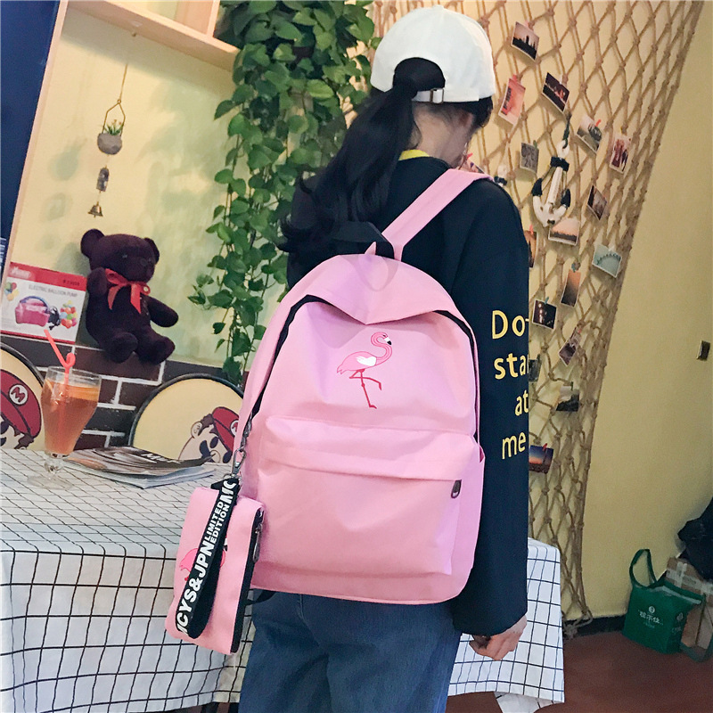 IQANGEL Printed canvas backpack (two-piece set), children's backpack.