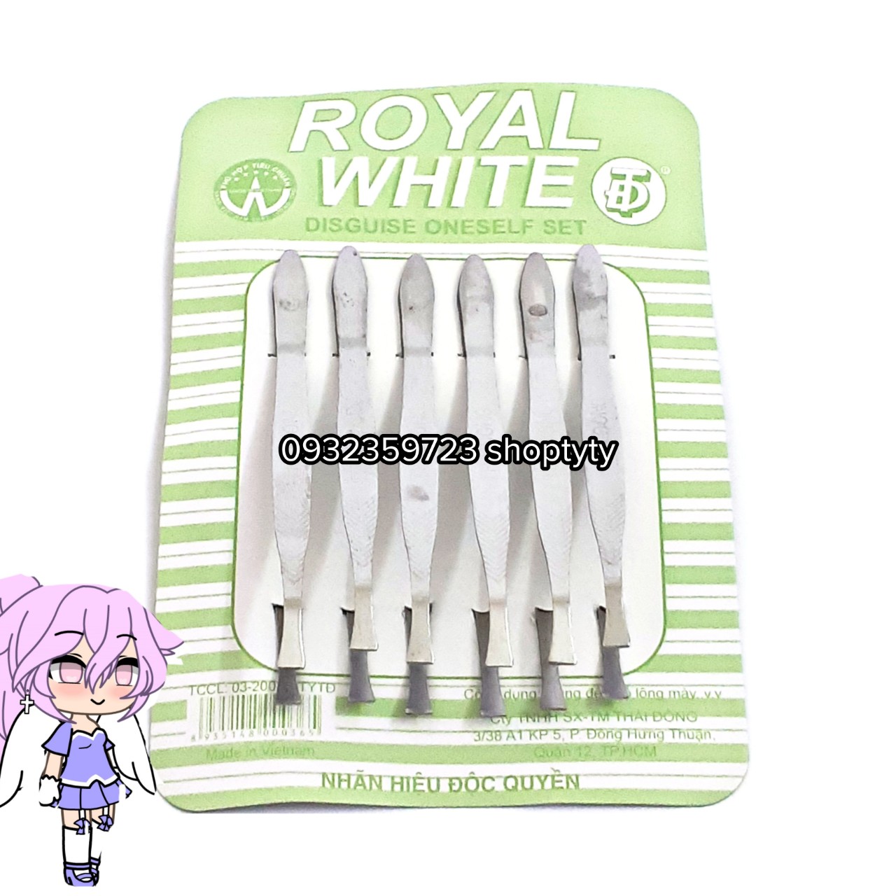 1 vỉ 12 cây nhíp royal white nhổ tóc bạc hoặc chân mày