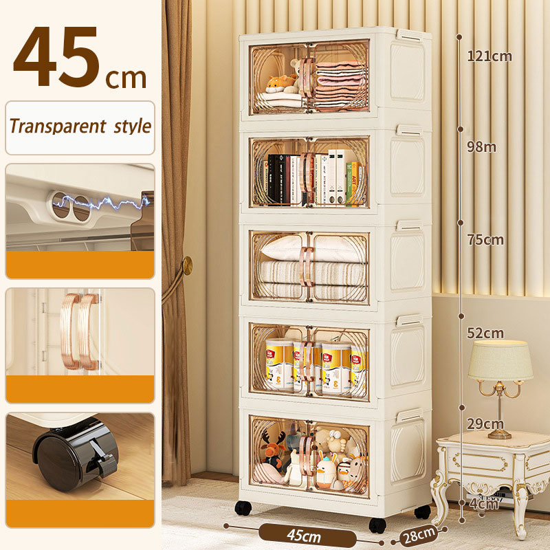 Non installation folding storage cabinet, household plastic wardrobe, multi-layer storage cabinet, snack storage cabinet, clothing storage box