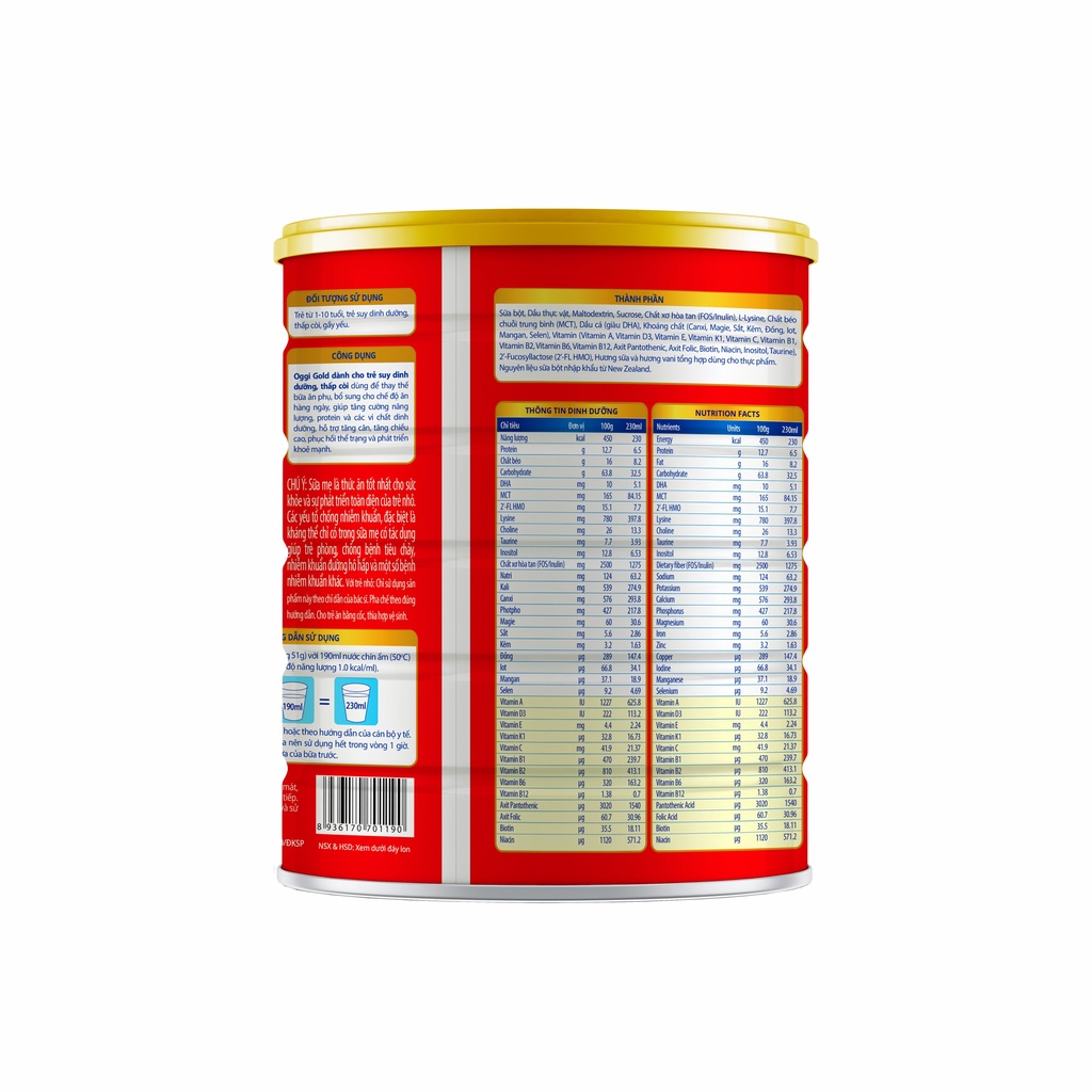 (HSD T3-2028) (Mẫu Mới Quét Mã QR - Tích Xu) Sữa Bột OGGI Suy Dinh Dưỡng Gold 900g.