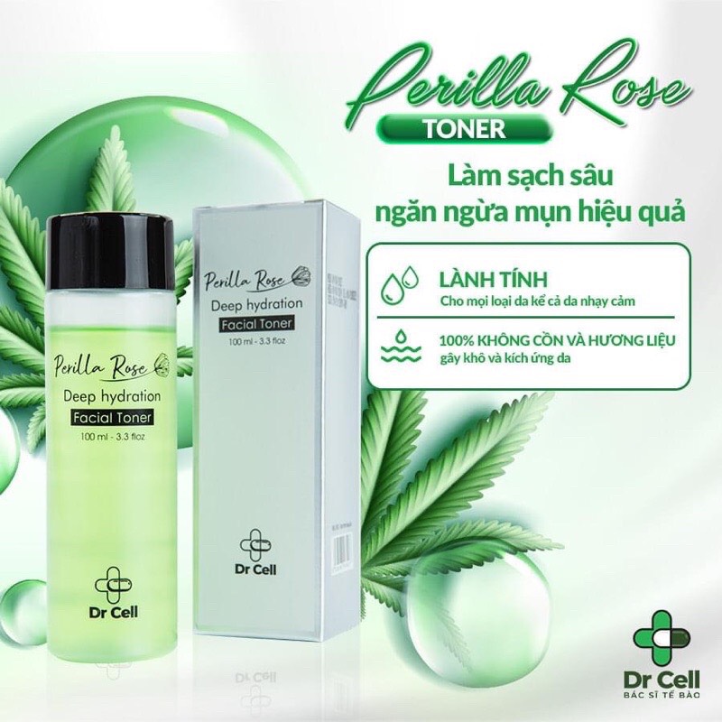 Toner Ngải Cứu Tía Tô Dr Cell 100ml Toner Dr Cell cân bằng da làm sạch da ngừa mụn cải thiện sắc tố da