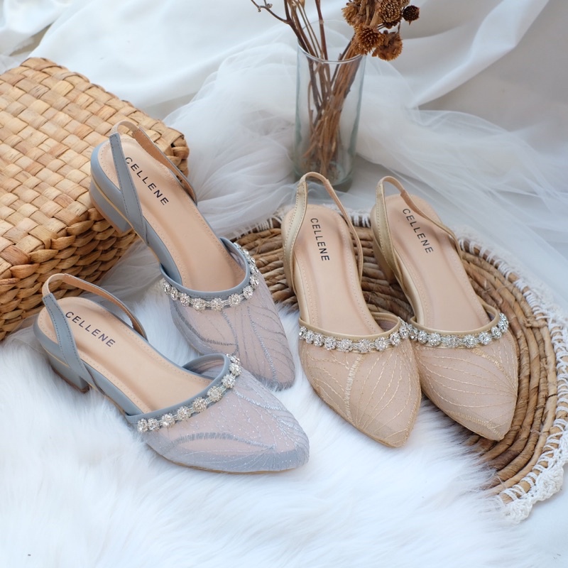 𝗖𝗘𝗟𝗟𝗘𝗡𝗘 Stella Diamond Heels warna sepatu brukat 3cm