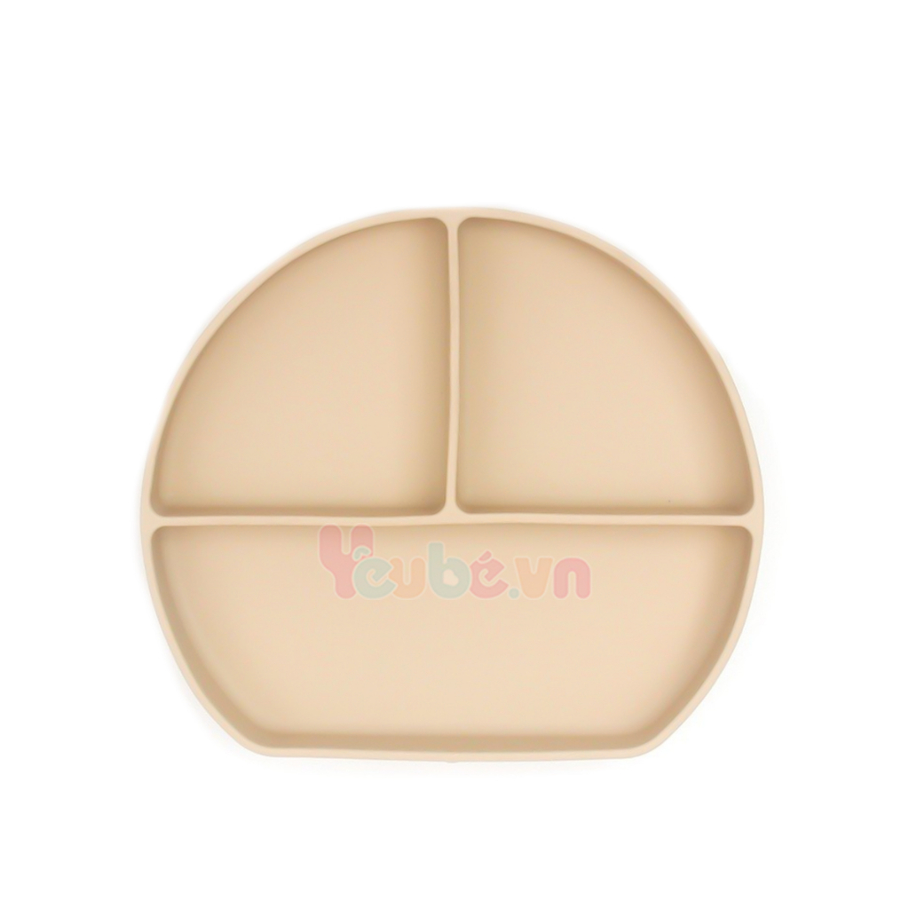 Khay ăn dặm silicon chống đổ cao cấp yeubevn có đế hít 3 ngăn cho bé