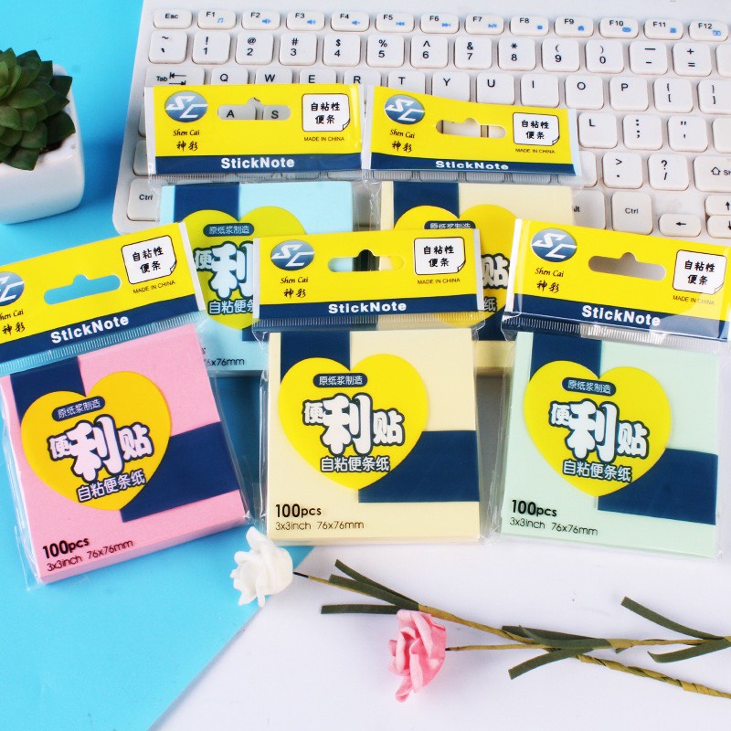 Giấy Note Hình Chữ Nhật - Nhiều Màu Nổi Bật (100 tờ - 3 kích thước)