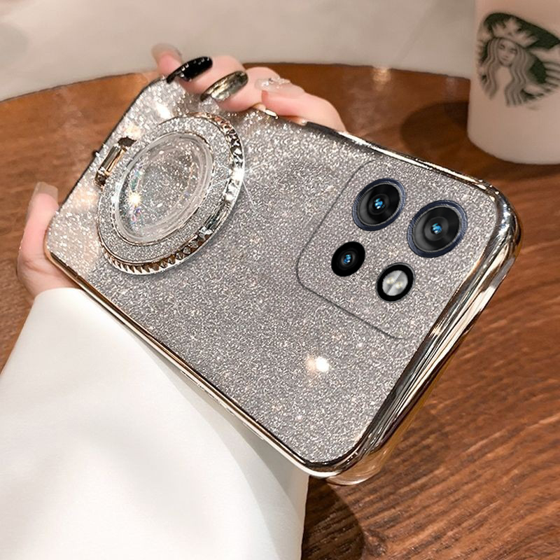 For Moto Edge 50 NEO 50 Fusion Pro Case with Liquid Glitter Quicksand hourglass Stand Holder Luxury Shiny Gradient Plating Girls Slim for Motorola Edge 50 NEO 50 Pro Fusion Back Cover.