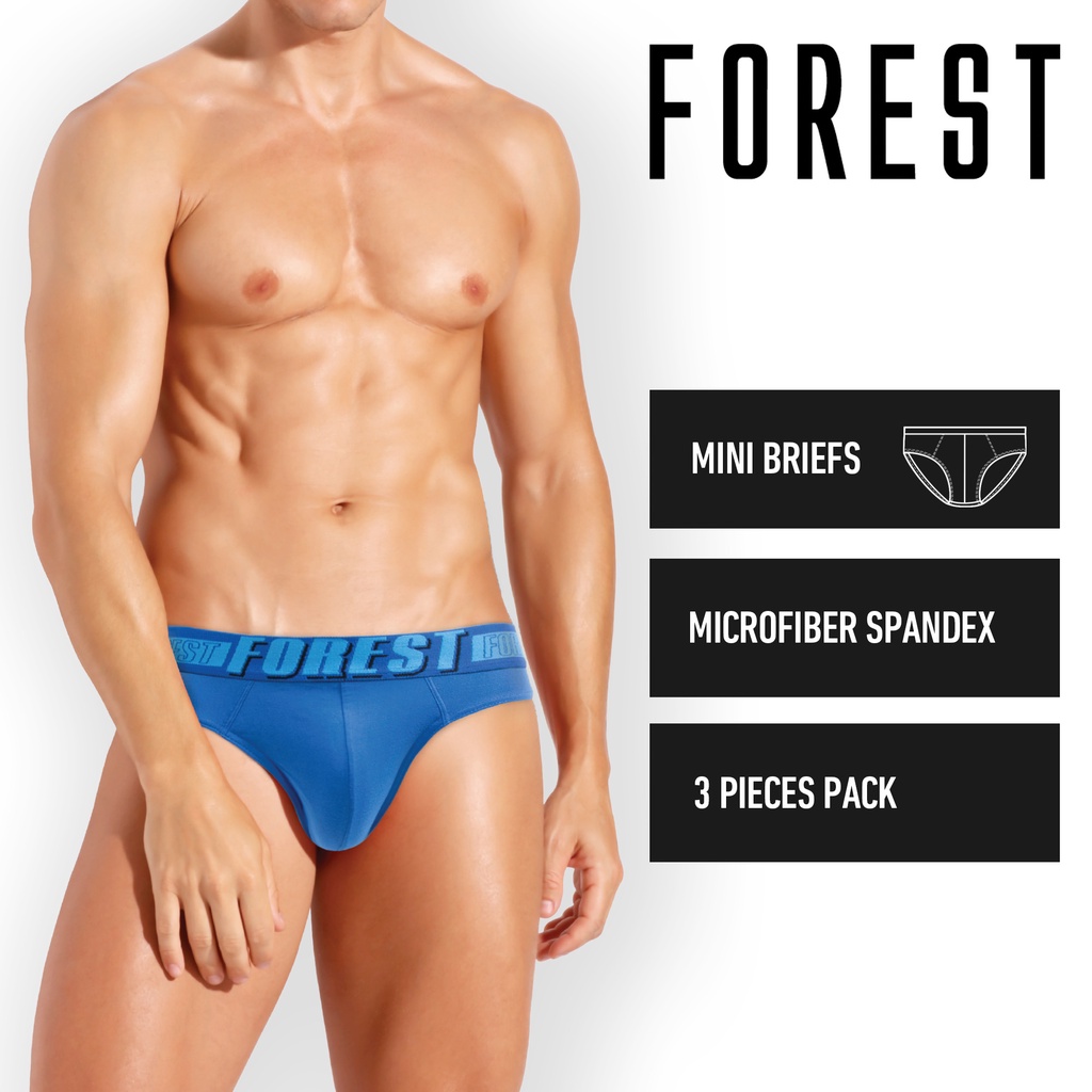 3 Pcs) Forest Mens Microfibre Spandex Mini Brief Underwear