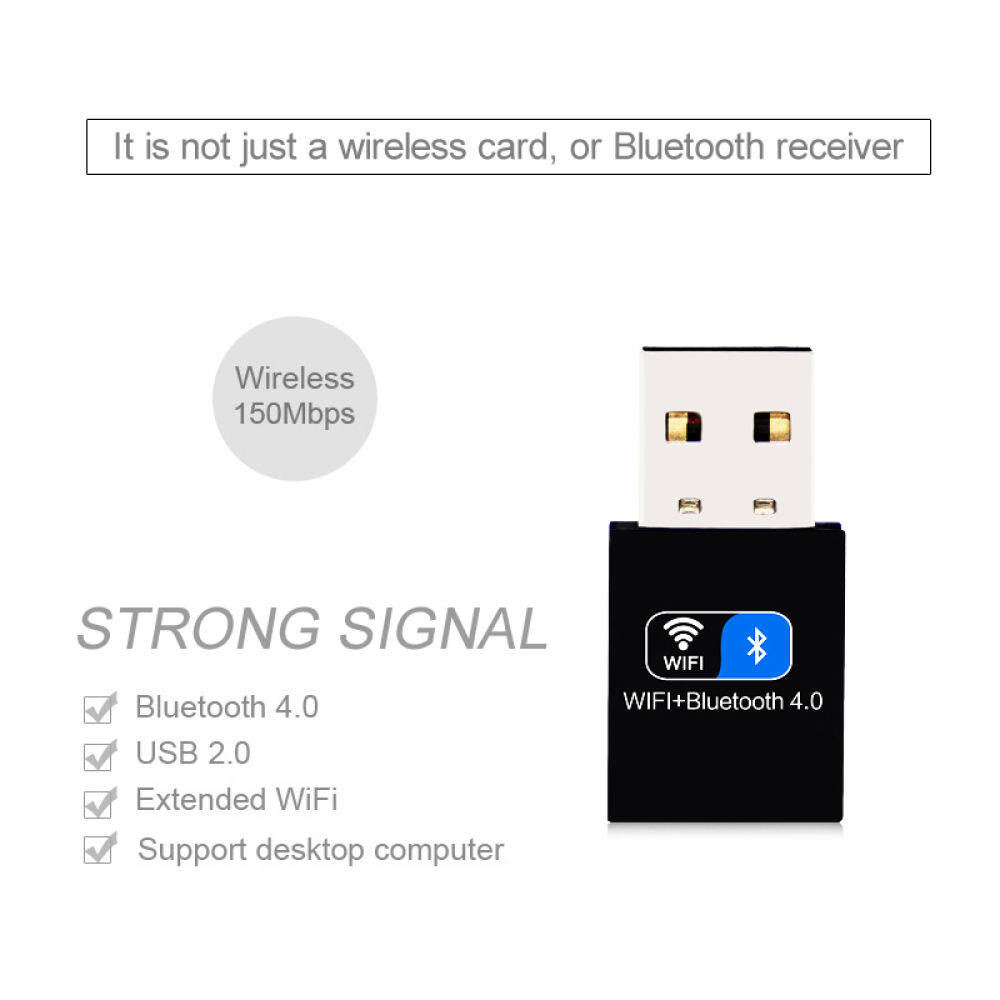 Tooach 2-in-1 wifi Bộ thu không dây Bluetooth 4.0 Adapter Dongle USB mini Lan Bộ chuyển đổi cho máy tính Máy tính để bàn máy tính xách tay hỗ trợ Windows XP Vista Win8 10