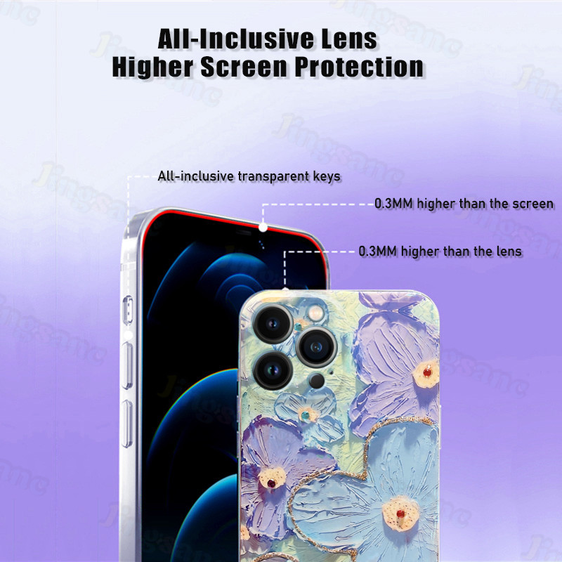 Phone Cases For Samsung Galaxy A35 A55 5G Back Case Soft Blue-Ray Oil Painting Flowers Silicone Cases for Samsung Galaxy A55 A35 Phone Casing. 