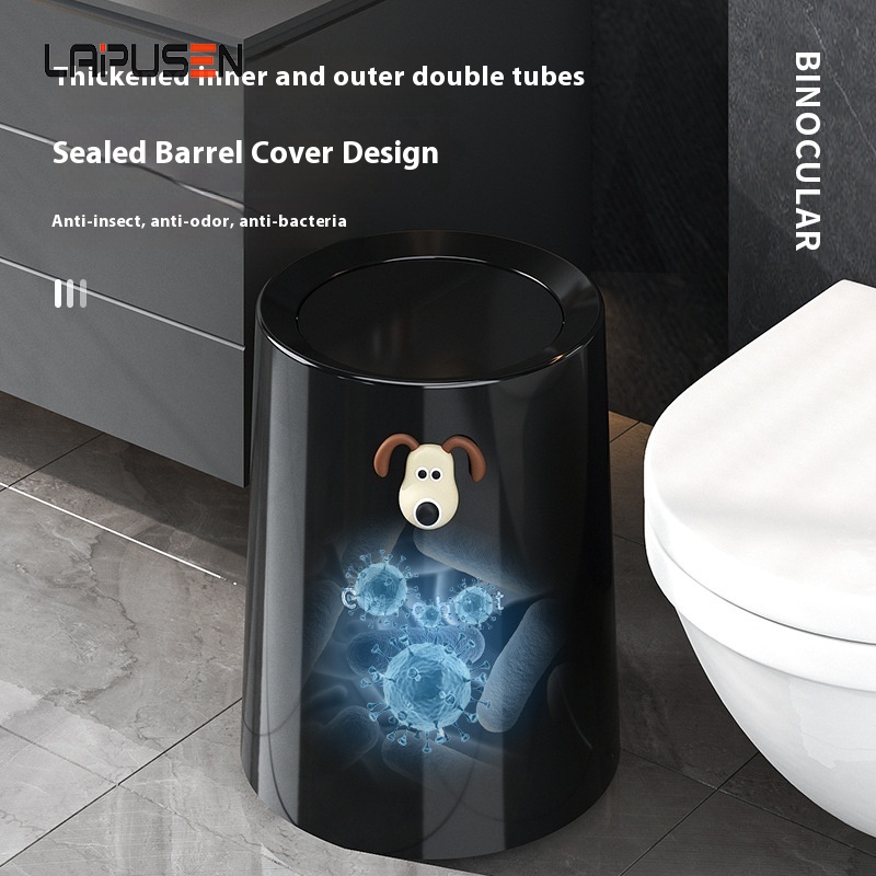 Garbage bin, kitchen and bathroom swing lid garbage bin