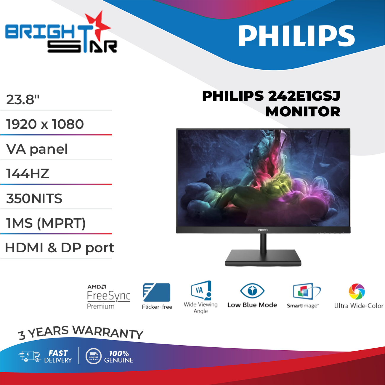 Gaming Monitor PHILIPS 242E1GSJ ( 23.8\