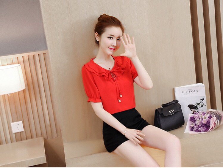 [HCM]ÁO KIỂU CỔ BÈO PHỐI NƠ HARA