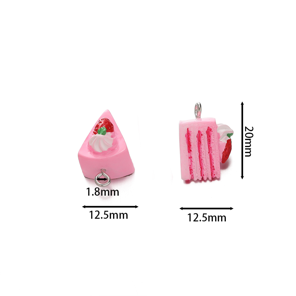 【Must-Have Accessories】 St.kunkka 5pcs Resin Pendant Imitation Dessert Strawberry Cake Pendant For DIY Beaded Jewelry Accessories Making.