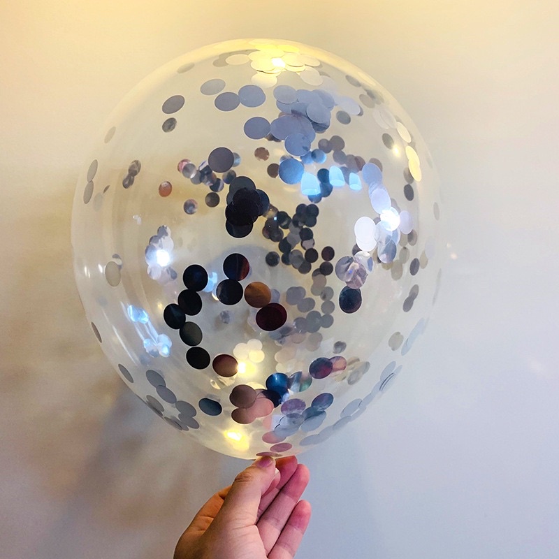 Bóng trong suốt lồng nhũ sequin size 12 inch