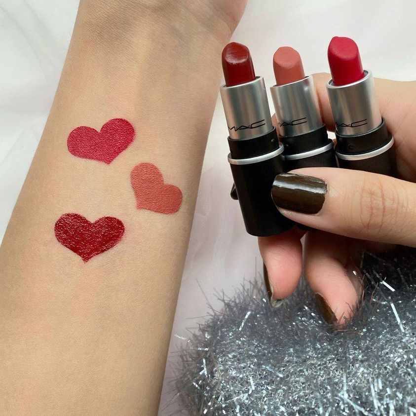 Set 3 Son MAC Fireworked Like A Charm Mini Lipstick Kit in Red