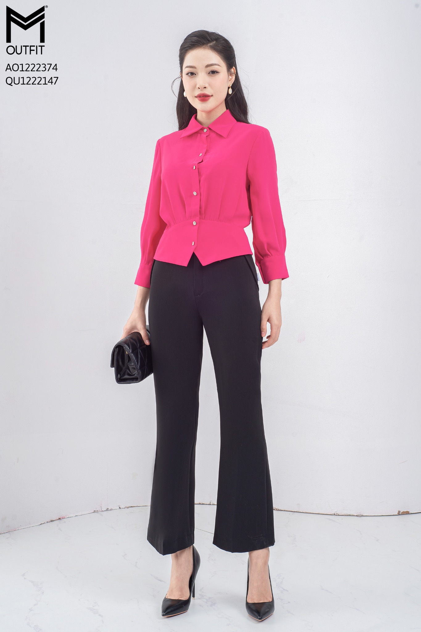 Áo sơ mi dáng croptop, tay lỡ -Mmoutfit