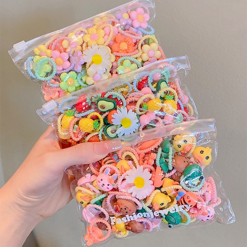 Túi zip 50 thun buộc tóc hình dễ thương - chun buộc tóc phong cách dễ thương