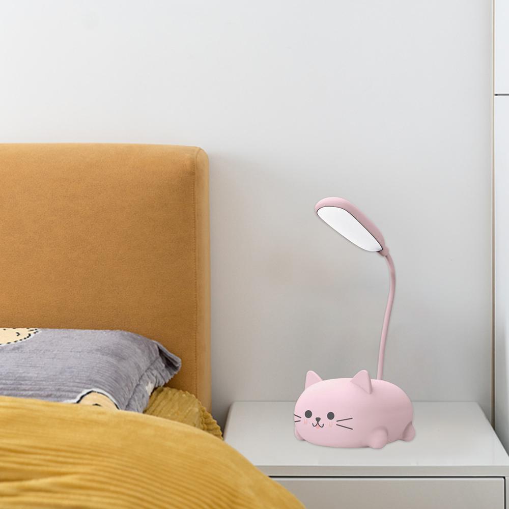 【New Arrival】USB Student Learning Light Foldable Cute Cat Portable Lamp Rechargeable 400mAh Adjustable Gooseneck Kids Gifts for Bedroom Office