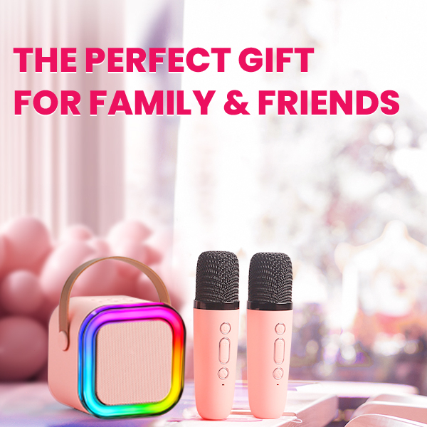 Mini Karaoke bluetooth speaker Wireless Microphone portable Speaker 3D Stereo Amplifier with two Mic