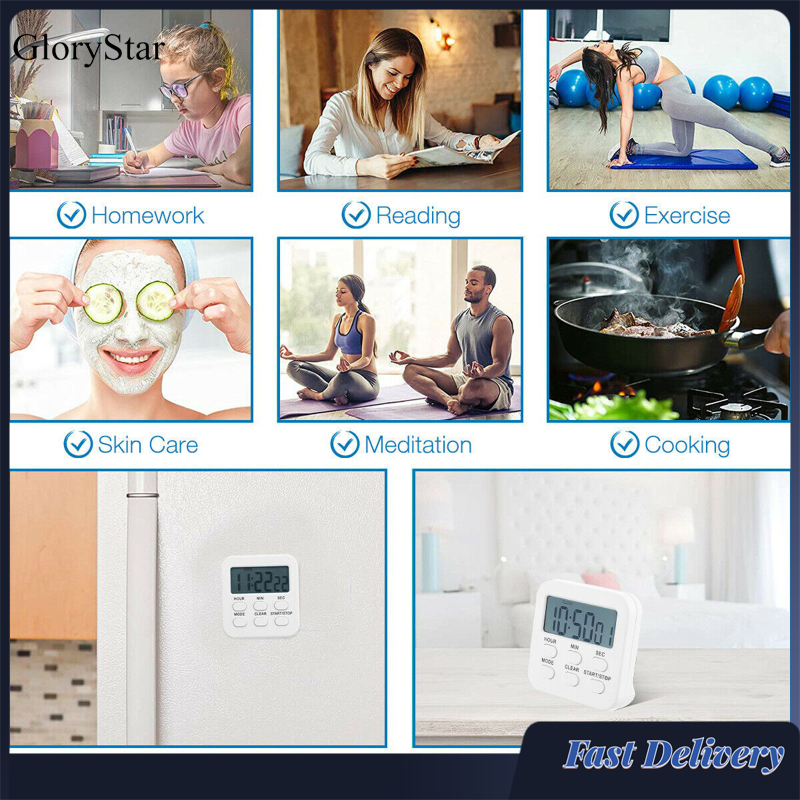 GloryStar Lcd Digital Kitchen Timer Count-down Up Magnetic Kitchen Gadgets With Loud Alarm For Cooking Baking Study