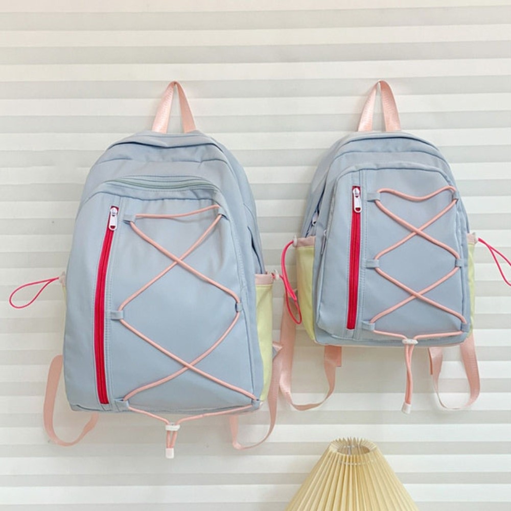 Cute%20Multi-pockets%20Drawstring%20Backpack%20Large%20Capacity%20Student%20School%20Bag%20Solid%20Color%20Cloth%20Travel%20Rucksack%20Girls%20-%20Image%204