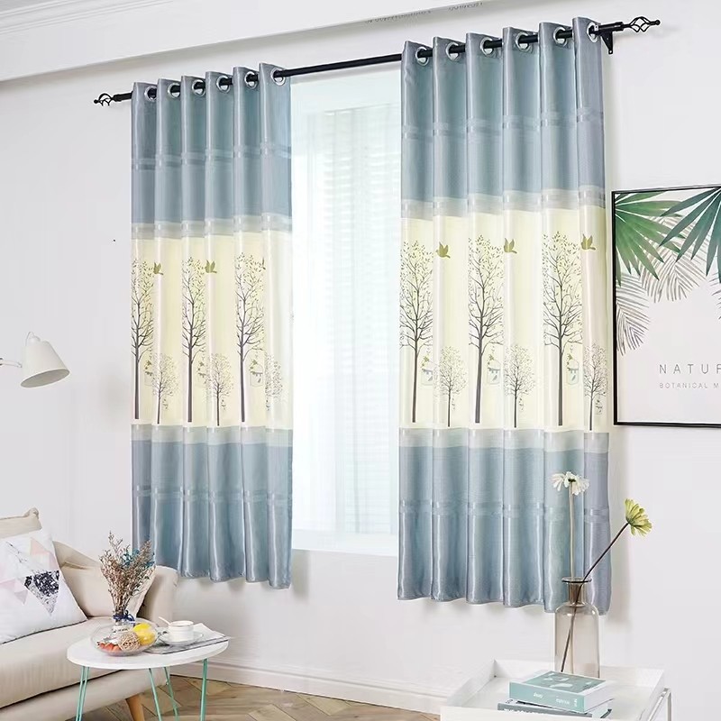 Rèm khoen lỗ, khoen ri đô, rèm dán tường mẫu cây xám chống nắng decor trang trí nhà cửa, nhiều size