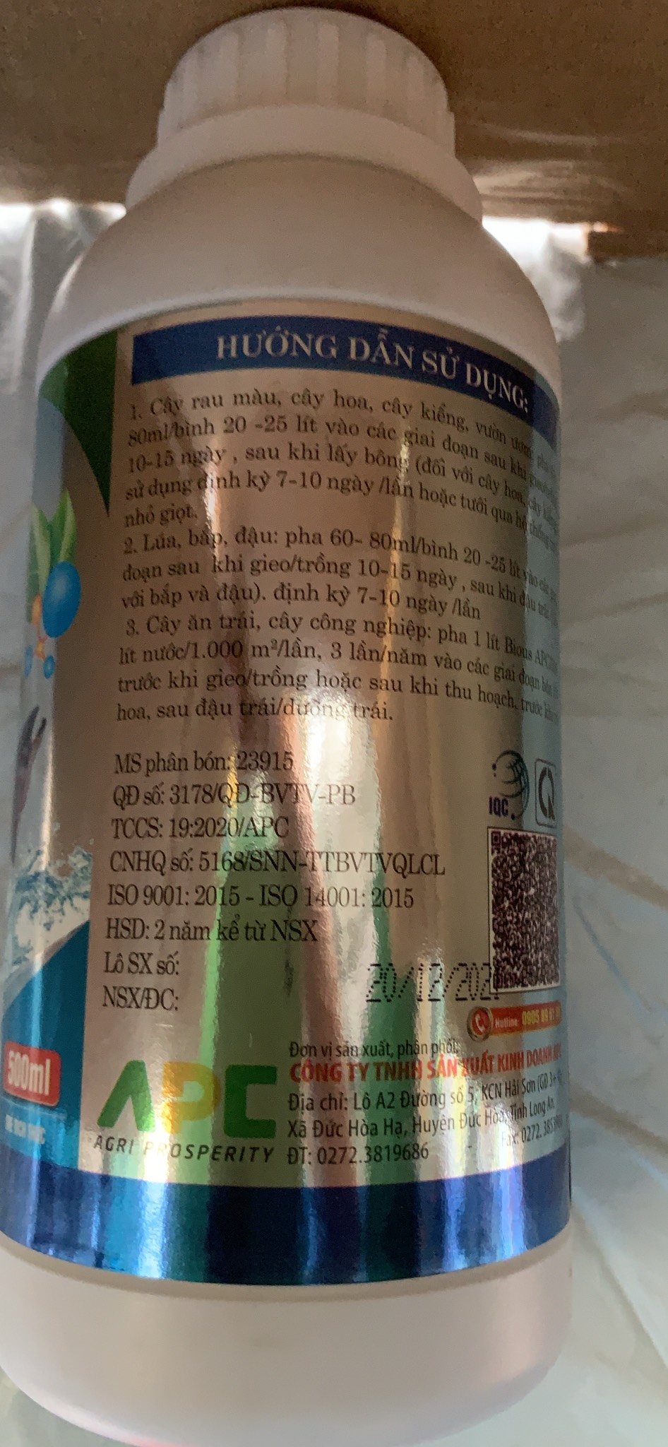 Phân cá hữu cơ không mùi fish bio lọ 500ml