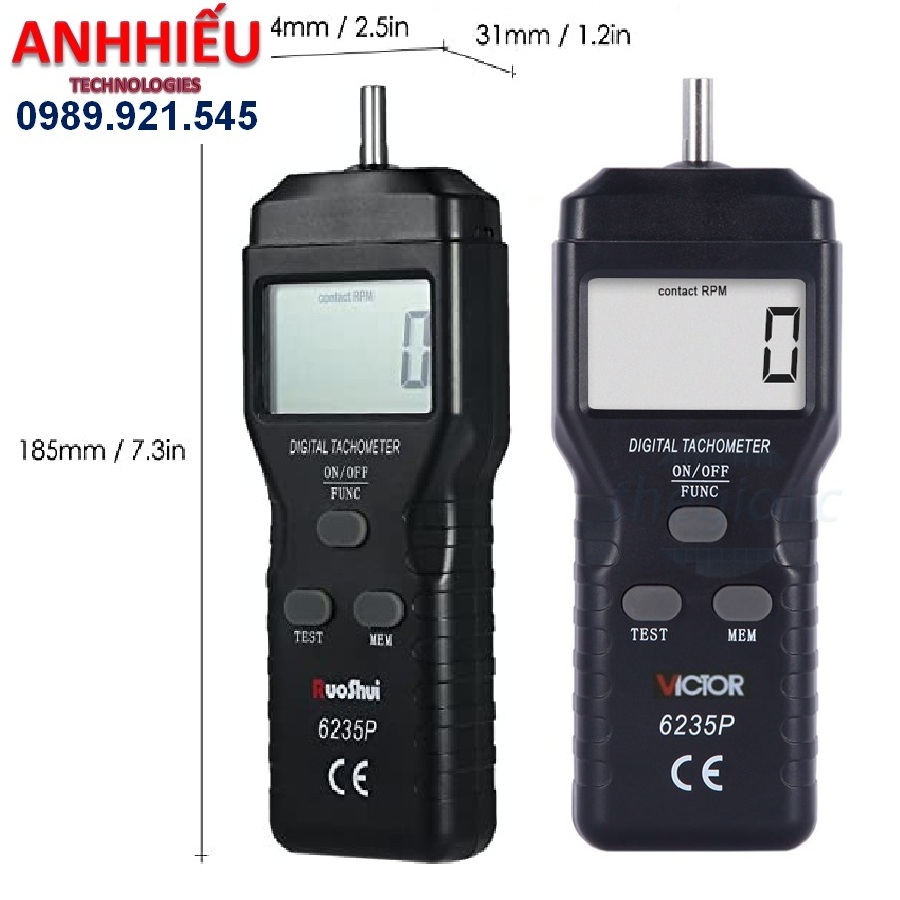 Máy đo tốc độ vòng tua, vòng quay động cơ tiếp xúc victor 6235p