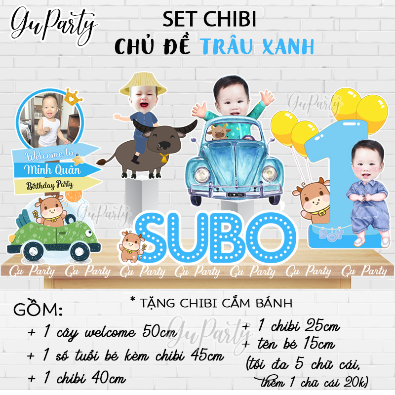 Set Chibi Thôi Nôi Sinh Nhật Cho Bé Tuổi Trâu