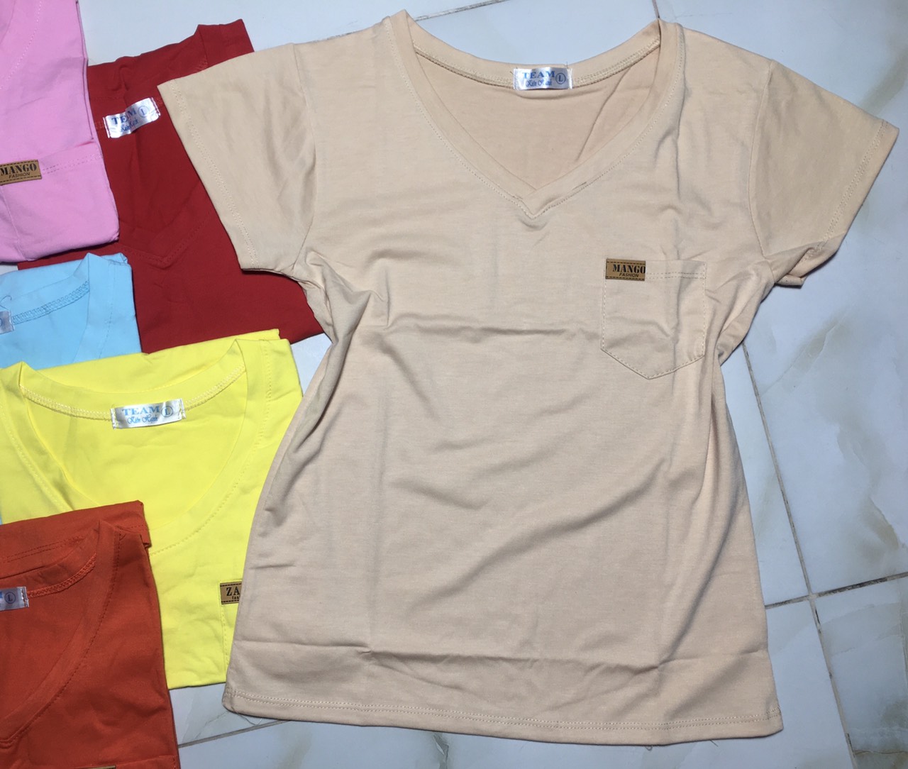 { 100k 3 áo } Áo thun nữ cổ tim trơn form ôm body cực tôn dáng