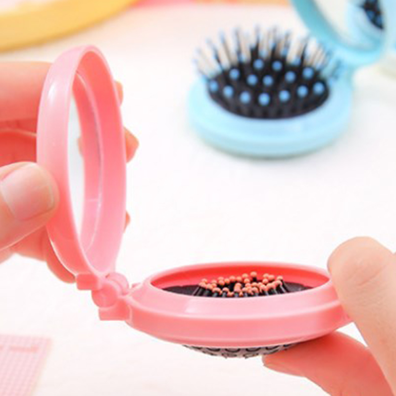 Somnus feng   1 Pcs Small Size Hair Comb With Folding Mirror Traveling Portable Massage Folding Comb Women Girl Hair Brush Styling Tools phone case. 