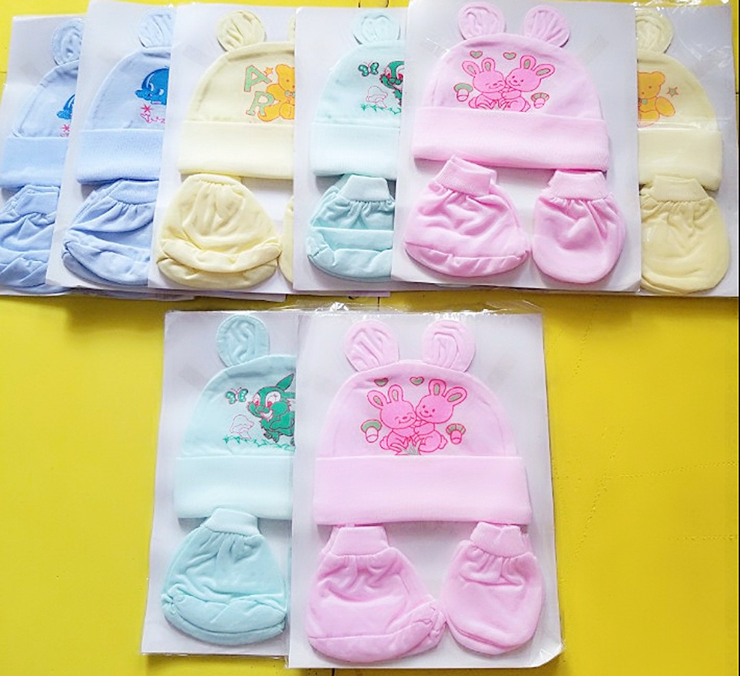 Sét nón bao tay chân cotton mềm mịn (1 sét) HN