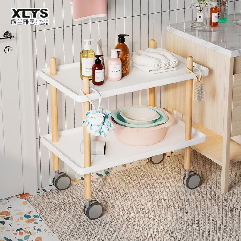 Danish small cart mobile sofa side bedside coffee table small table, bedside table simple mini solid wood side corner table