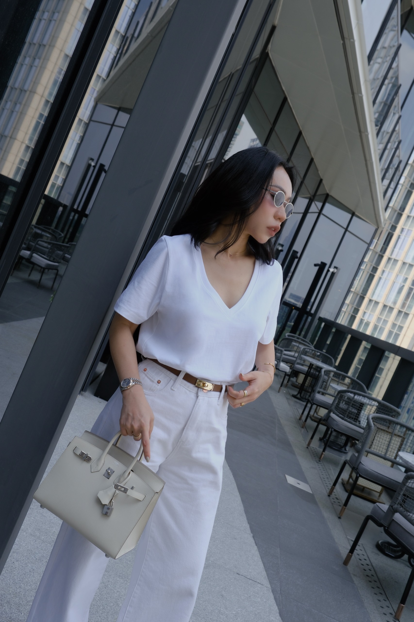 Áo thun tay ngắn cổ tim BASIC HARI TOP