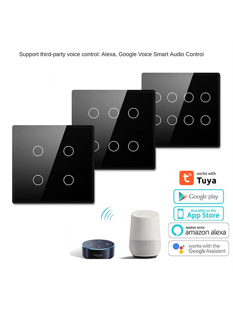 Etbao Doodle 124 đặc điểm kỹ thuật wifi công tắc thông minh không cháy dây công tắc cảm ứng ứng dụng có thể điều chỉnh đèn nền thông minh cảm ứng đa Bảng điều khiển