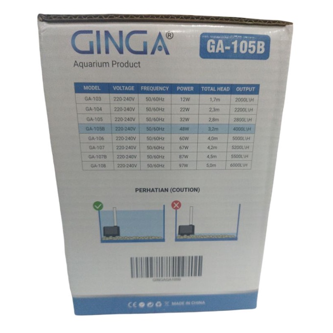 Pompa Kolam koi Hidroponik GINGA GA 105B