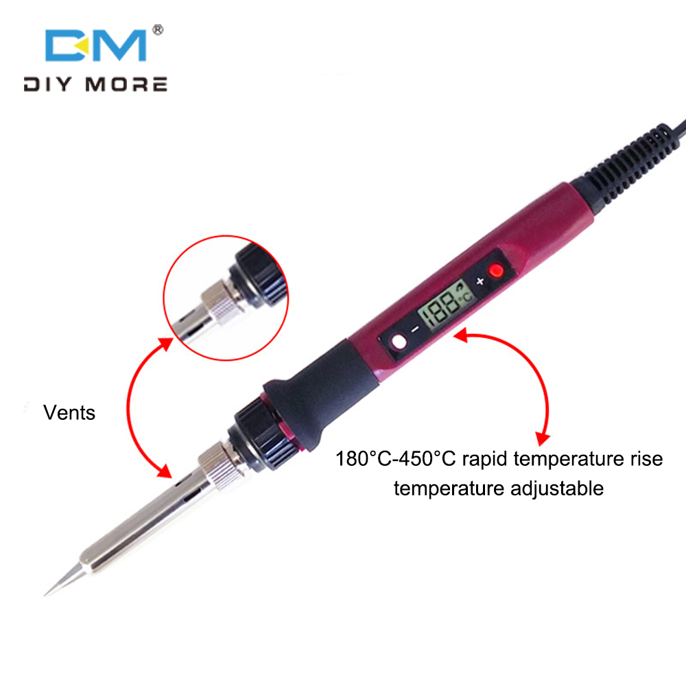 Diymore 80W Màn hình hiển thị kỹ thuật số có thể điều chỉnh nhiệt độ và nhiệt độ không đổi hàn điện Bộ sắt, nội bộ sưởi ấm hàn điện bút, chúng tôi/rắc cắm Châu Âu