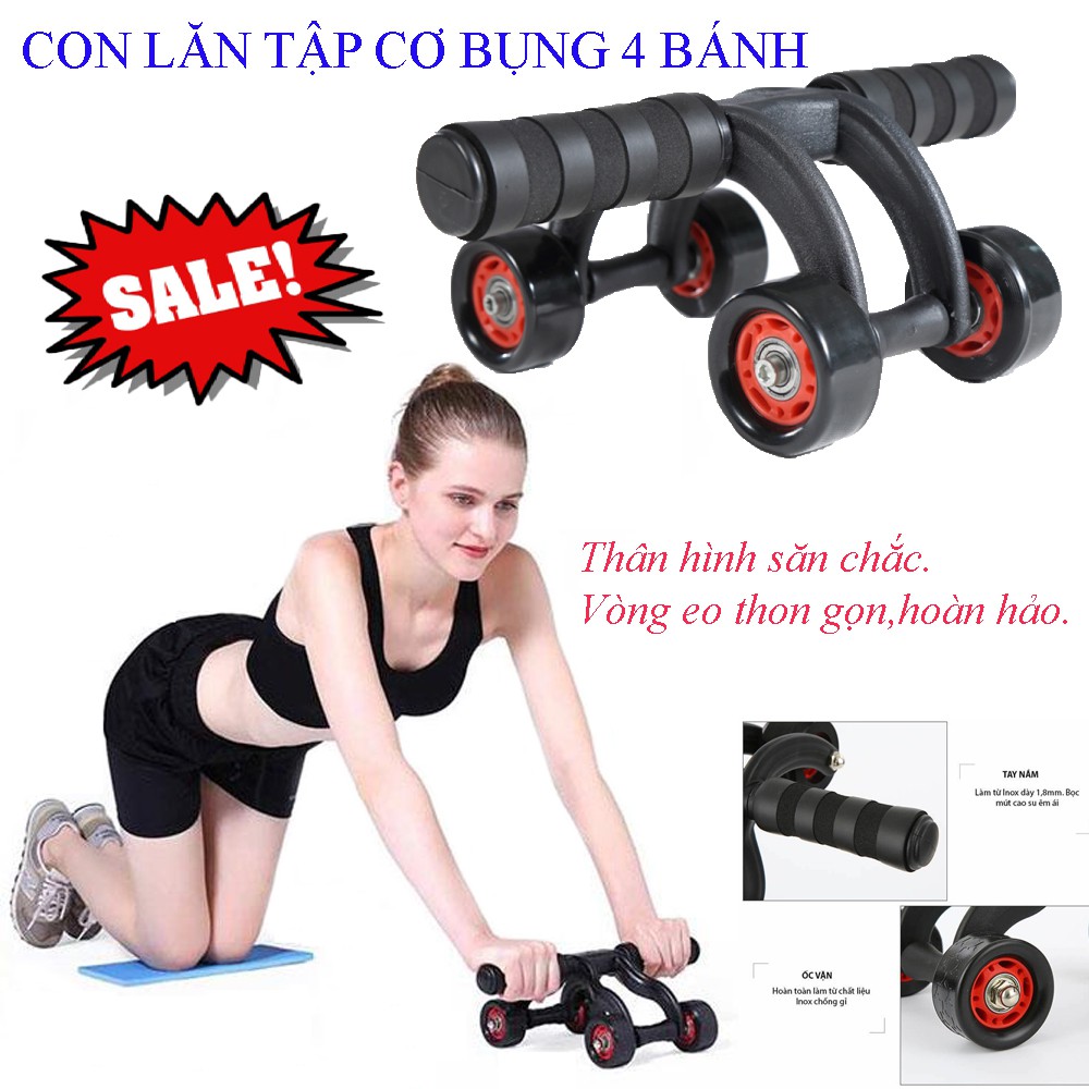 (BH12T) CON LĂN TẬP BỤNG 4 BÁNH ( AB ROLLER AND PUSH UP BAR)